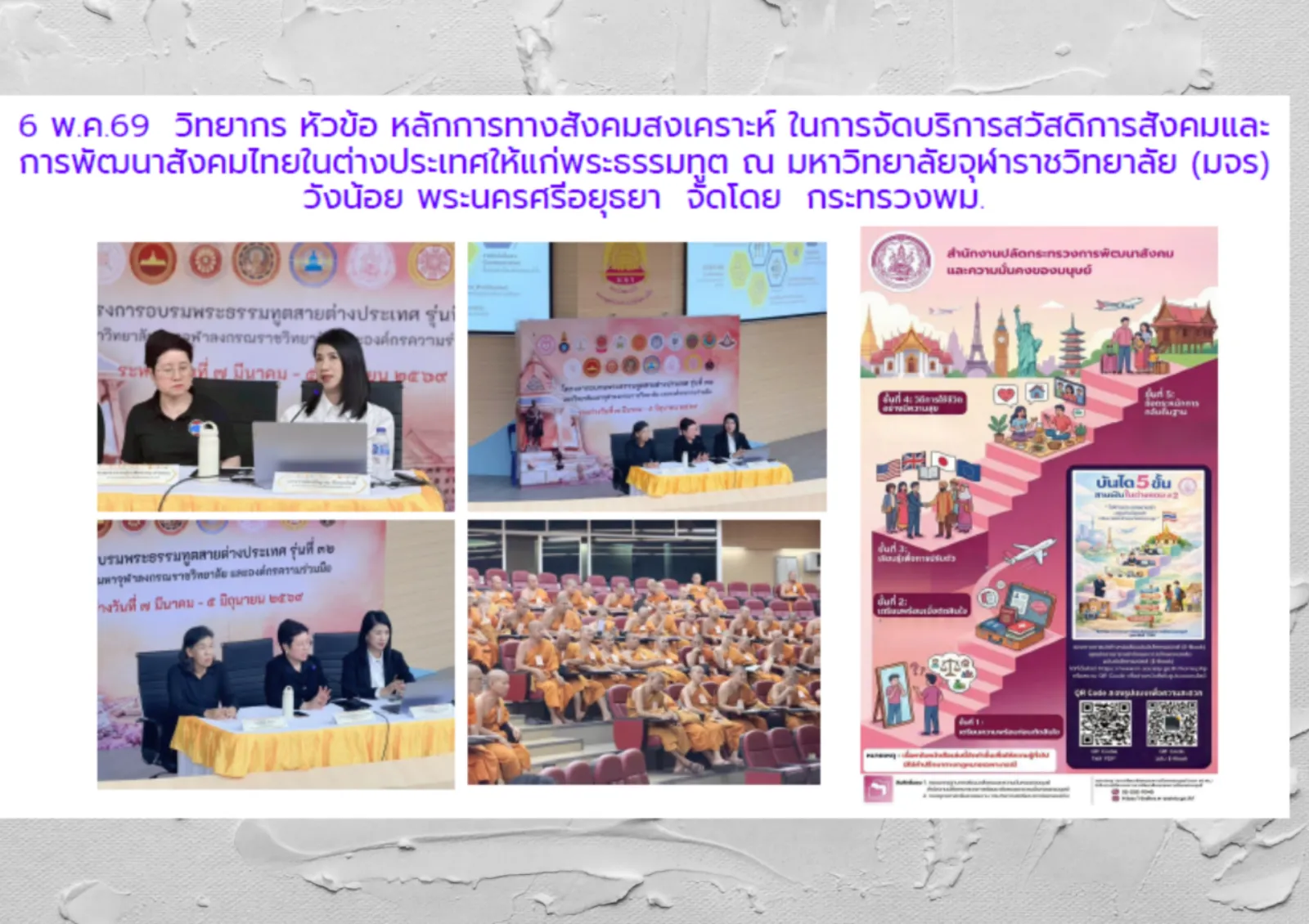 หลักการทางสังคมสงเคราะห์ในการจัดบริการสวัสดิการสังคมและการพัฒนาสังคมไทยในต่างประเทศให้แก่พระธรรมฑูต