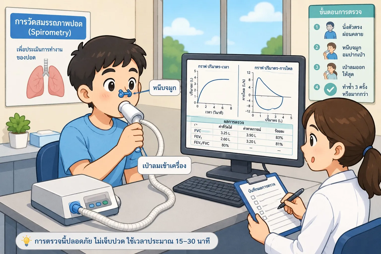 อินโฟกราฟิกการตรวจสมรรถภาพปอด Spirometry